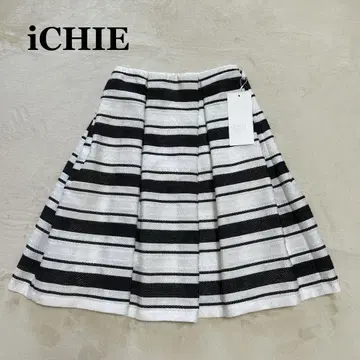 택 포함 새상품 iCHIE 이치에 자카드풍 무릎 기장 플레어 스커트 36