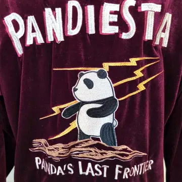 eg34 PANDIESTA 벨로아 자수 스카잔 크림슨 컬러 남성용 M