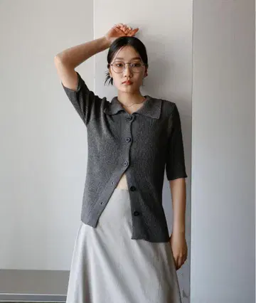 셀렉트 모카 하프 슬리브 썸머 니트 가디건