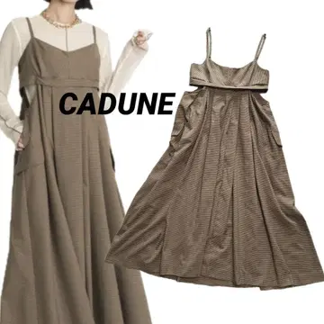 CADUNE 새상품급 뷔스티에 원피스 체크 플레어 스커트 36