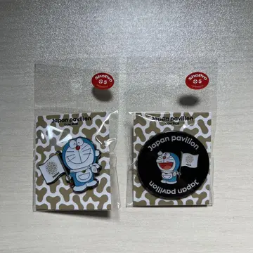 오사카 간사이 엑스포 일본관 한정판 도라에몽 핀 배지 2개 세트