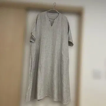 그레이 반팔 셔츠 원피스 롱