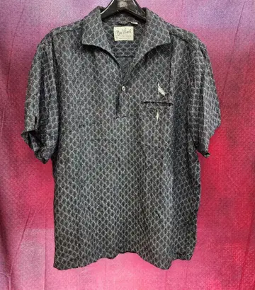60s USED Da Vinci 이탈리안 칼라 풀오버 반팔 셔츠 L