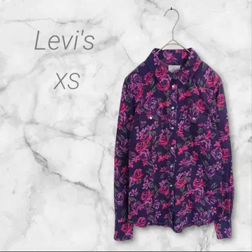 리바이스 Levi's 캐주얼 셔츠 긴팔 꽃무늬 XS 네이비 레드