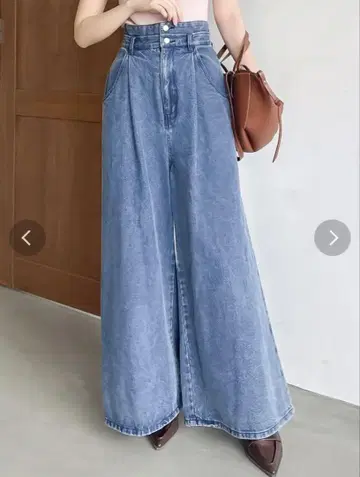 다즐린 더블 하이웨스트 와이드 데님 팬츠