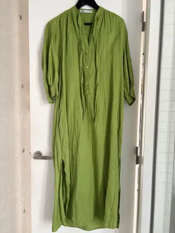 새상품급 ZARA 린넨 원피스 그린 오버 사이즈
