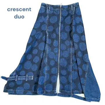 crescent duo 일본제 데님풍 도트 변형 스커트