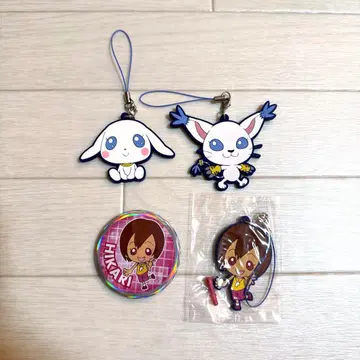 디지몬 야가미 이슬이(히카리) 테일몬 프로토몬 러버 스트랩 캔뱃지