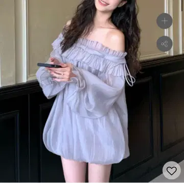 택 포함 새상품 오프숄더 쉬폰 원피스 그레이