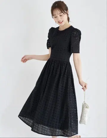 tocco closet 백 레이스업 컷워크 원피스 블랙