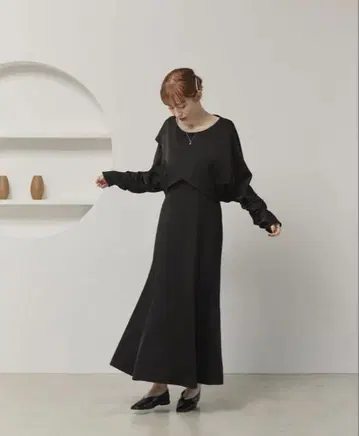 hinari 빈티지 새틴 2WAY 원피스 블랙
