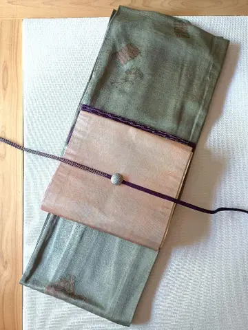 히키호쿠?에 그라데이션을 넣은 나고야 오비 순수 실크