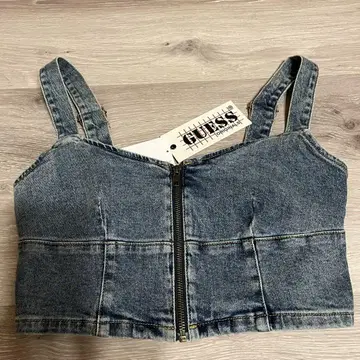 GUESS ZIP BUSTIER DENIM TOP 미사용