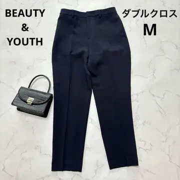 뷰티 앤 유스 더블 크로스 테이퍼드 팬츠 워셔블 네이비