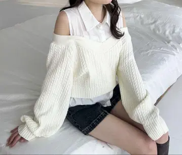 Heather 오프숄더 레이어드 니트 FREE