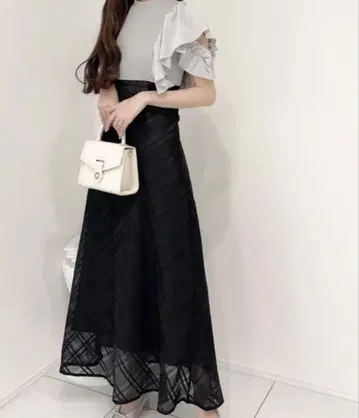 mily bilet 더블 프릴 소매 체크 레이스 도킹 원피스