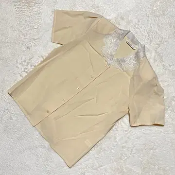 세존드 엘레 [F] 센쿠카이 일본제 베이지 반팔 블라우스 옷깃 레이스