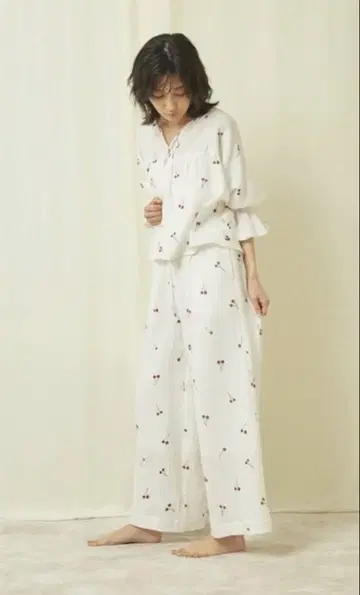 스나이델 홈 더블 거즈 셔츠 상의 + 롱 팬츠 체리 패턴