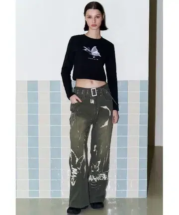 .kom y2k 그런지 헤이세이 빈티지 데님 팬츠 플레어 팬츠 xu