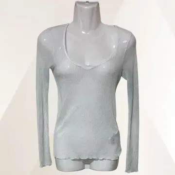 ZARA 자라 티셔츠 스카이블루 여성용 썸머 니트 긴팔 U넥