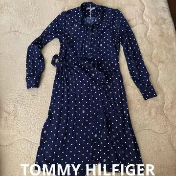 Tommy Hilfiger 네이비 도트 무늬 셔츠 원피스 S