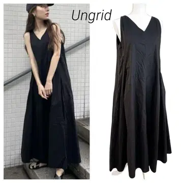 Ungrid 언그리드 2way 턱 디자인 플레어 롱 원피스 블랙
