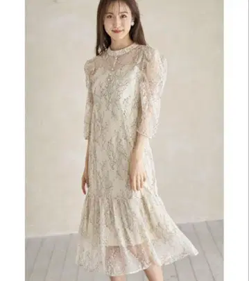 완판템 tocco closet 아이보리 전체 레이스 M 튤 원피스