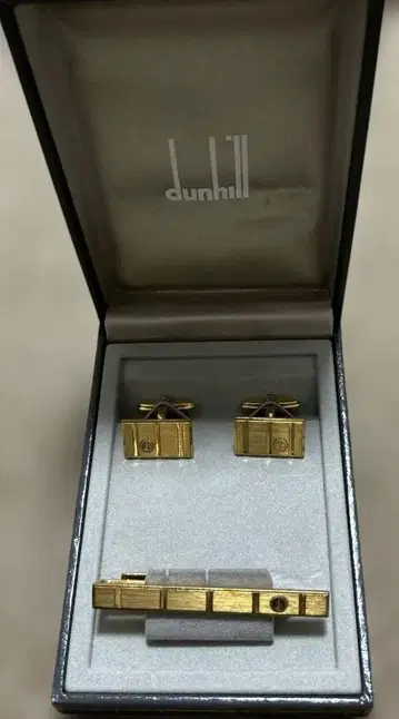 던힐 dunhill d 로고 넥타이핀 커프스 세트 골드 컬러