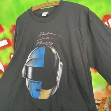 2XL Daft Punk 빈티지 복각 90년대 블랙 서양 POP 티셔츠