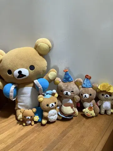 리락쿠마 봉제 인형 빅 파티 모자 등 6개 세트