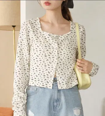 kastane 미니 꽃무늬 스퀘어 써멀 가디건