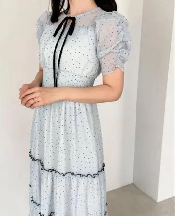 AnMILLE 안미르 시어 도트 원피스 블루 F