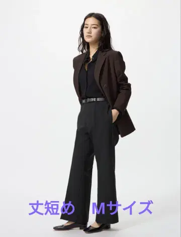 새상품 유니클로 스마트 플레어 팬츠 길이 짧은 블랙 M