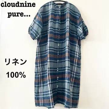 cloudnine pure 린넨 100% 원피스 체크 루즈핏