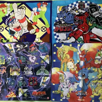 애니메이션 레트로 손수건 4장 BANDAI 유희왕 디지몬 외 묶음 판매