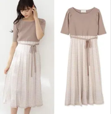 JILLSTUART 베이지 반팔 니트 원피스