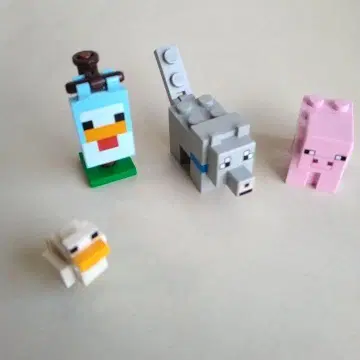 레고 LEGO 마인크래프트 Minecraft 가축 늑대 돼지 닭