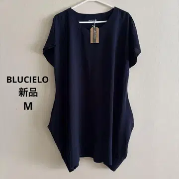 새상품 택 포함 BLUCIELO 변형 튜닉 원피스 무지 네이비 M 반팔