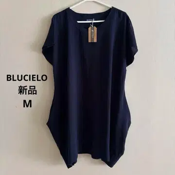 새상품 택 포함 BLUCIELO 변형 튜닉 원피스 무지 네이비 M 반팔