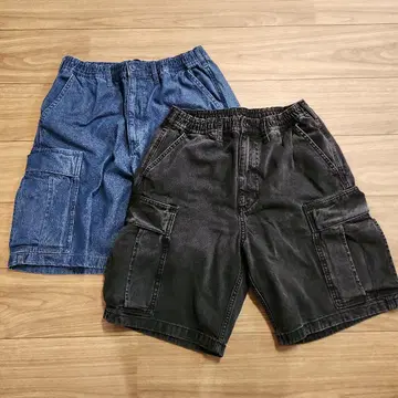 새상품! 지유 데님 와이드 카고 하프 팬츠 M