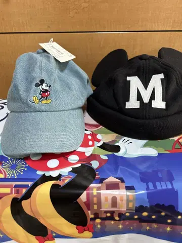 미키 마우스 데님 캡과 블랙 M 캡 세트