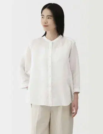 무인양품 린넨 7부 소매 블라우스 M 화이트