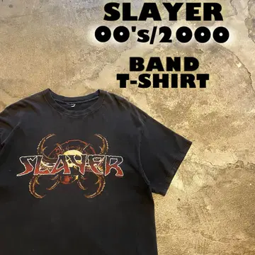 00's/2000 SLAYER 슬레이어 밴딩 티셔츠 페이드 블랙