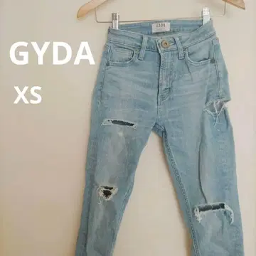 GYDA 라이트 블루 스키니 XS 데님 데미지 슬림 갸루 얕은