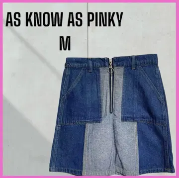 [아즈노아즈 핑키] 패치워크 무릎 기장 데님 스커트 하프 지퍼