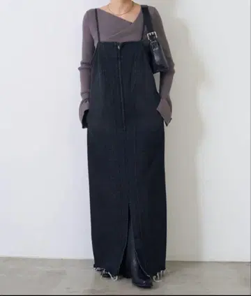 개럴개런트 데님 살로펫 오버롤 스커트 블랙