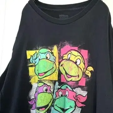 뮤턴트 터틀즈 TURTLES 닌자 티셔츠 XL 블랙 검정 구제 의류