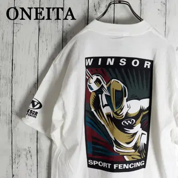 90s ONEITA 오네타 펜싱 아트 등 프린트 티셔츠