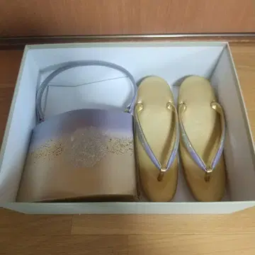 기모노 가방과 조리 세트 골드 긴와시 마크