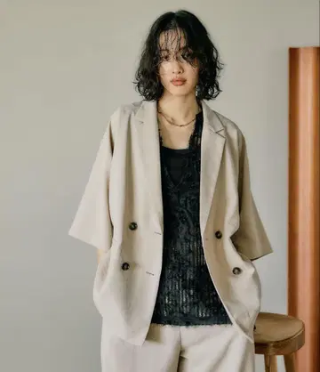 새상품급 렙심 린넨 크루즈 W5부 소매 자켓
